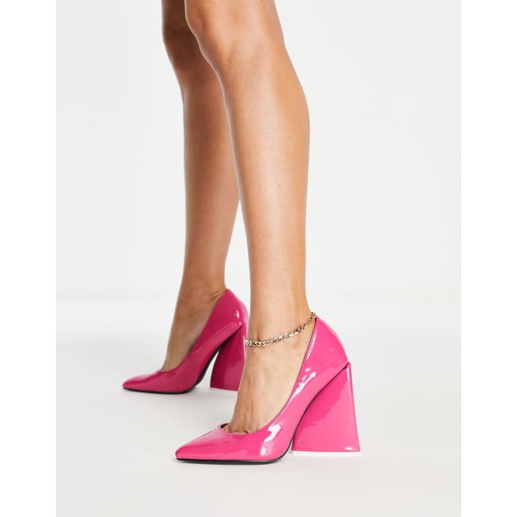 Pink block hotsell heel court shoes