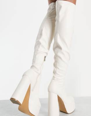 cream boots platform