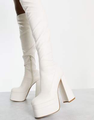 cream boots platform