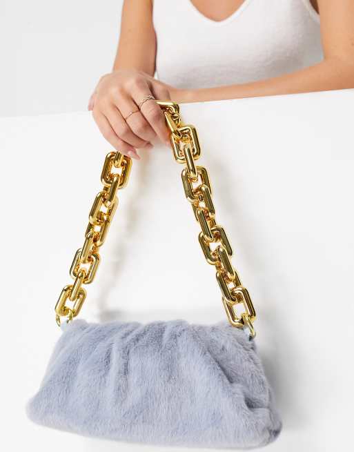 BORSA BLU CON CATENA ORO