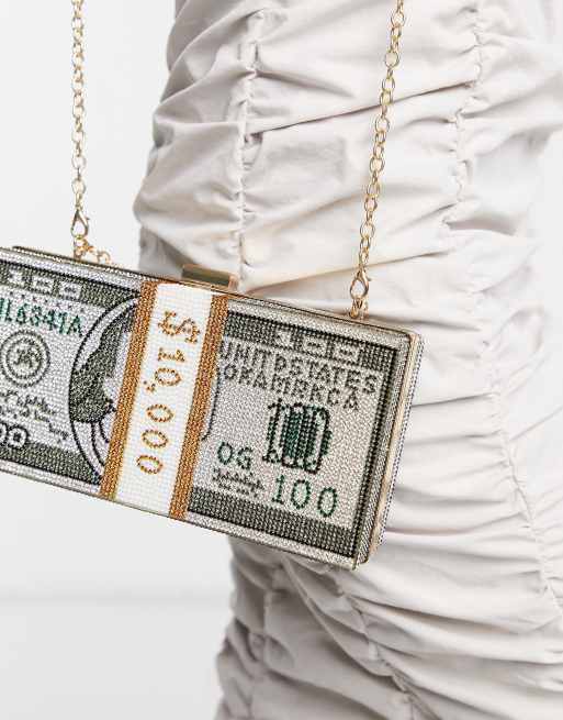 Ego boujee hardcase bag in diamante with dollar print ASOS