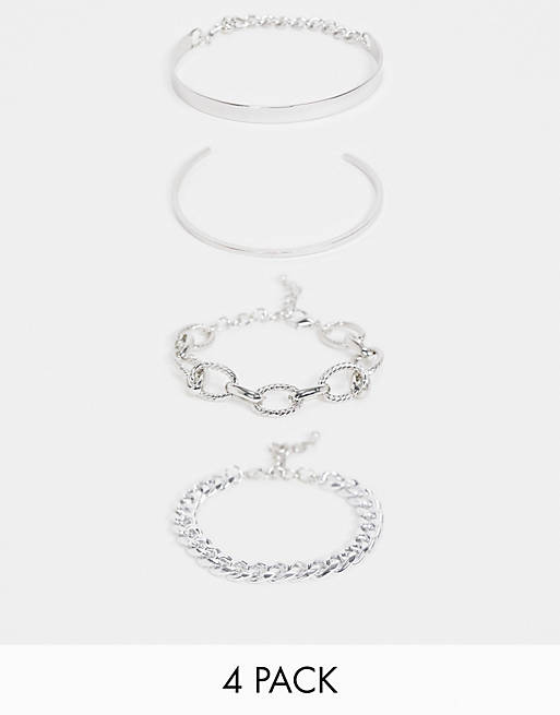 Ego bracelet multipack with chain links and cuff in silver