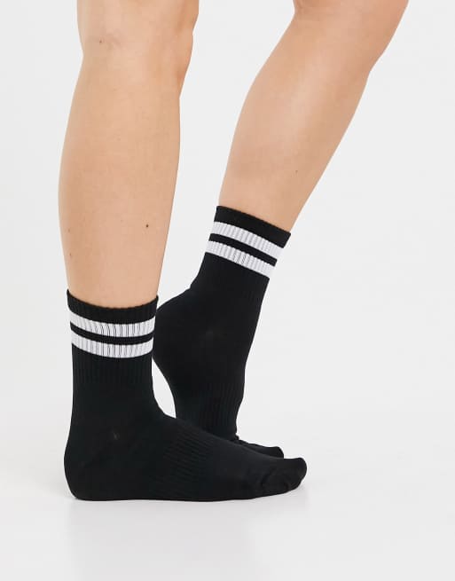 Ego Calzini neri con righe bianche a contrasto ASOS