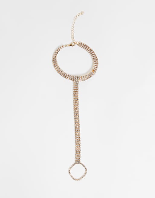 EGO - Enkelbandje met teenring in goud met diamantjes