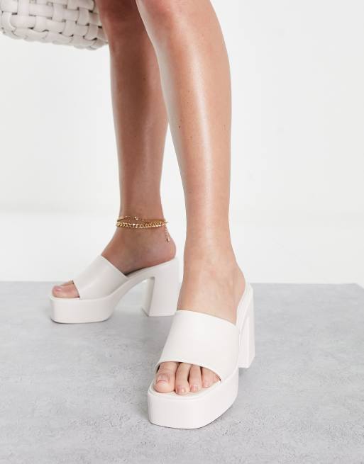 Ego Everest platform heel mule sandals in cream ASOS