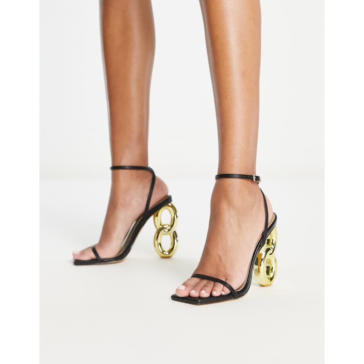 Ego Farah chain heel detail sandals in black ASOS