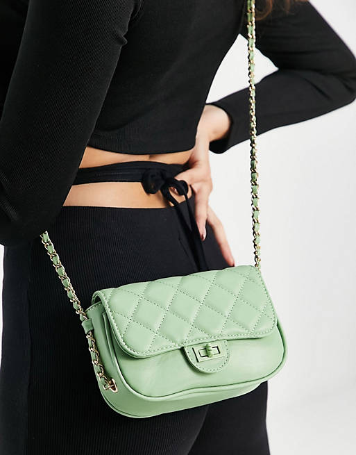 Ego foldover quilted bag in green