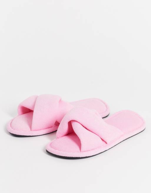 Ego – Good Times – Hausschuhe in Rosa mit überkreuzten Riemen