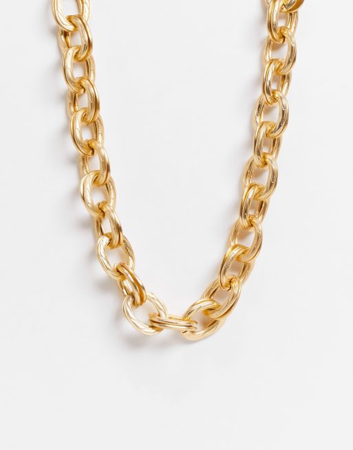 Ego - Grove ketting met gebogen schakels in goudkleur