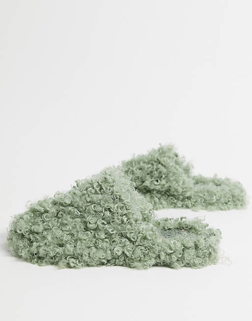 asos.com | Ego Hot Fuzz slippers in green