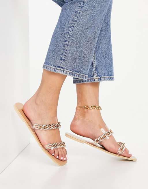 chain flat mules