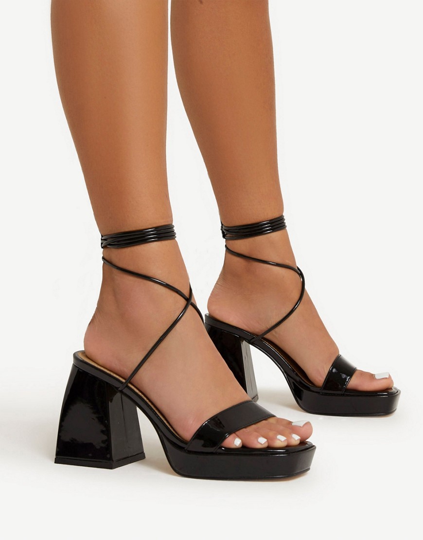 Ego Itzayana platform heel sandals in black patent