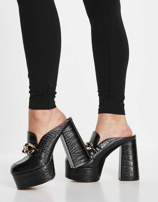 Chunky cheap heel mule