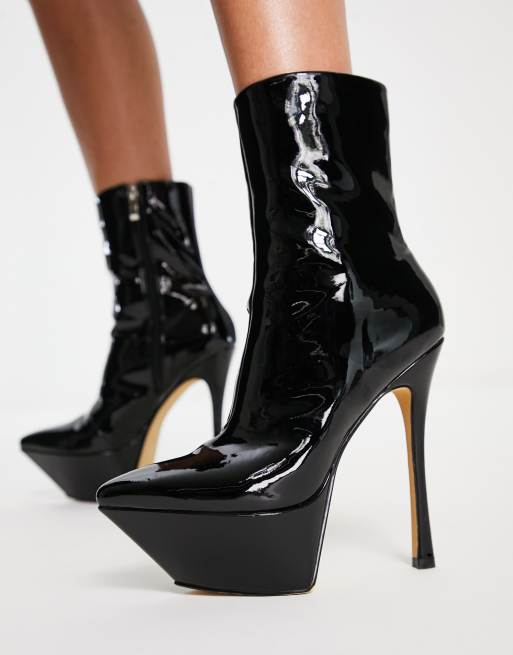 Black shop vinyl booties