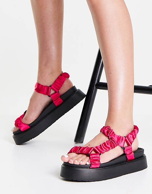 Ego Louis flatform sandals with ruched straps in pink