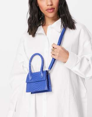 Ego mini bag in bright blue croc