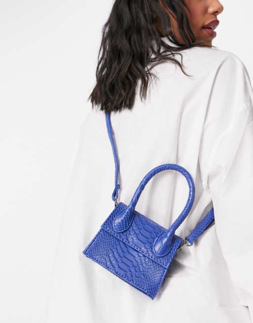Ego mini bag in bright blue croc
