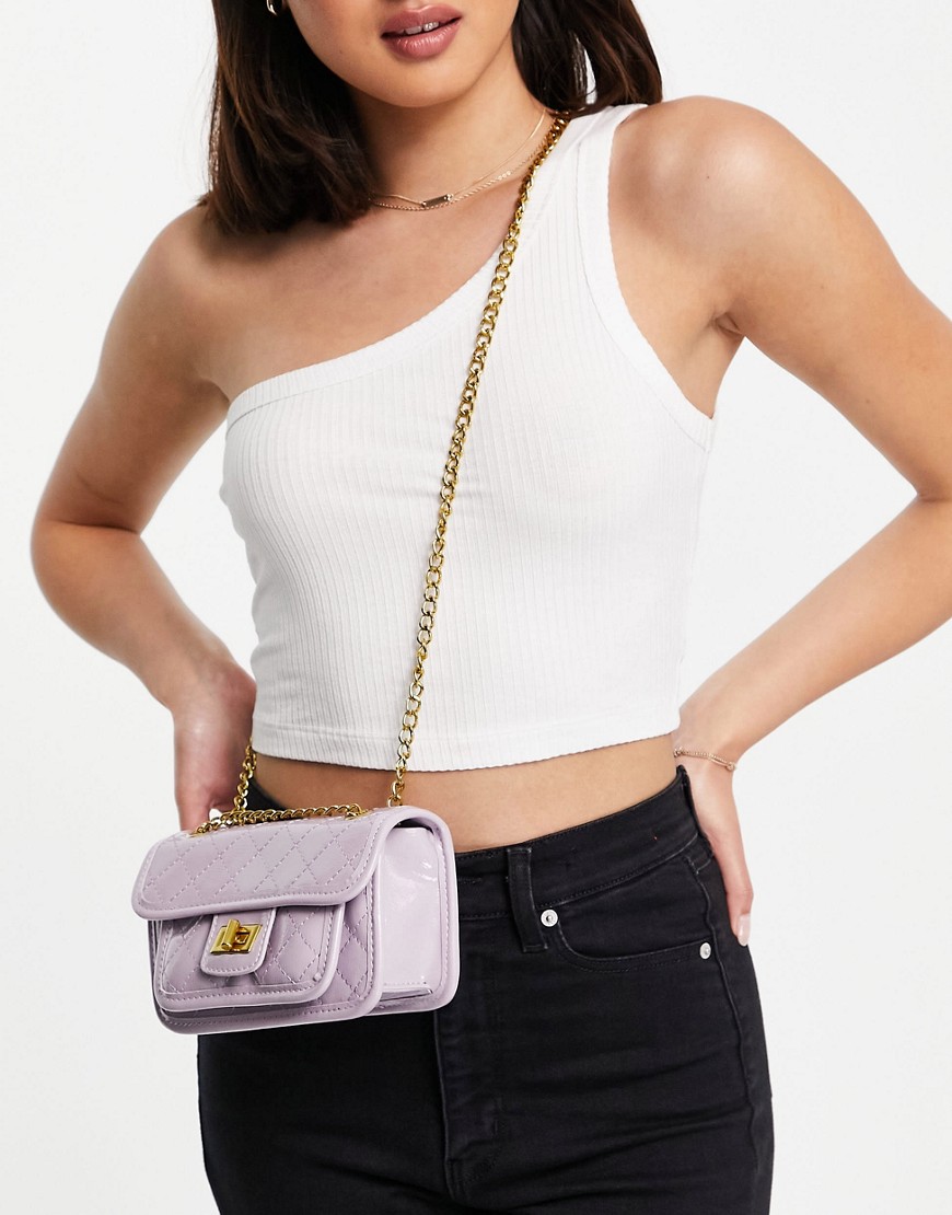 Ego mini cross body bag in quilted lilac-Purple