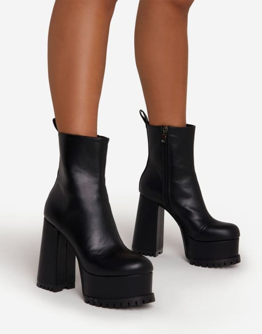 Ego Moni platform heel boots in black | ASOS