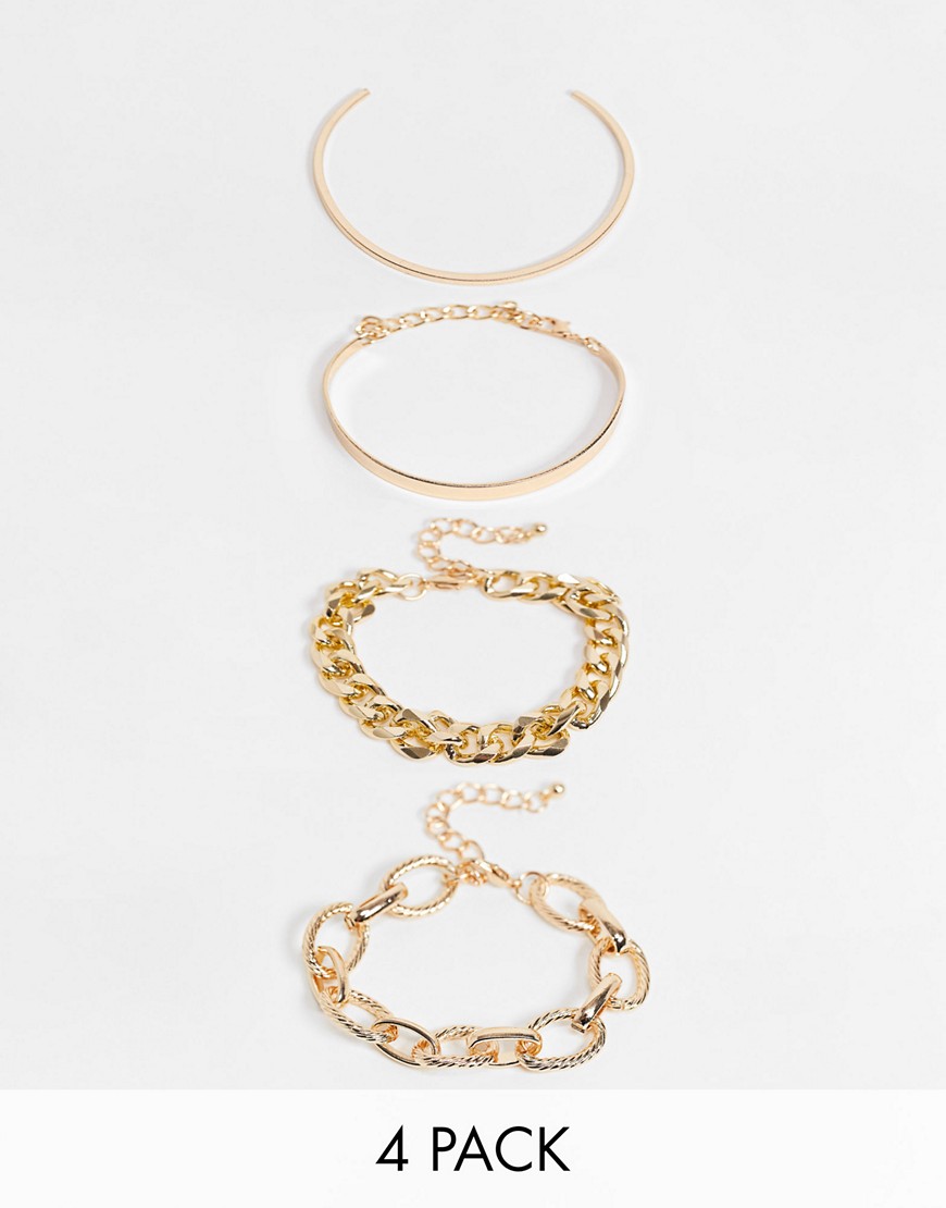EGO multipack bracelets with chain links and cuff in gold