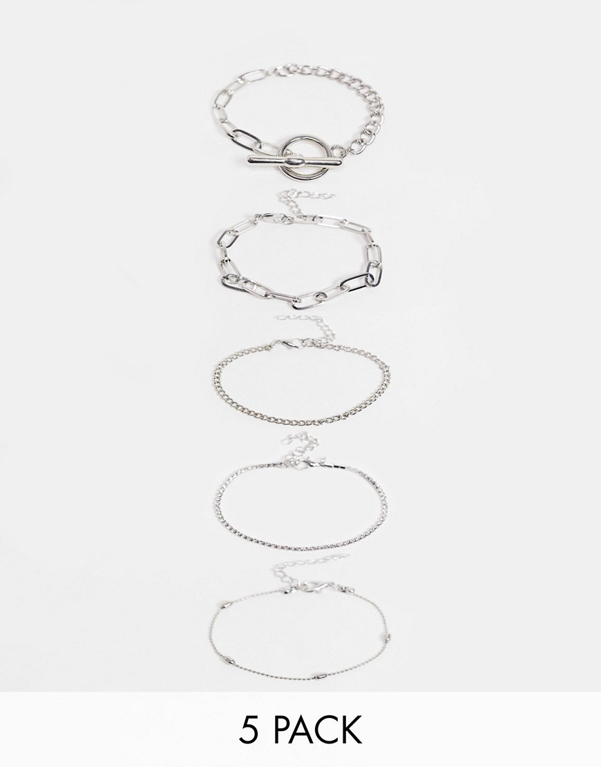 EGO multipack bracelets with t-bar in silver