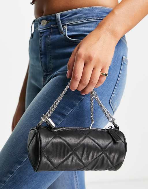 Ego - Petit sac porté épaule matelassé avec chaîne et cadenas - Noir, 3 de 4
