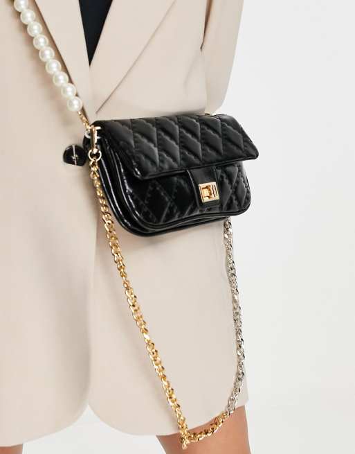 Fashion Quilted Underarm Bag With Faux Pearl