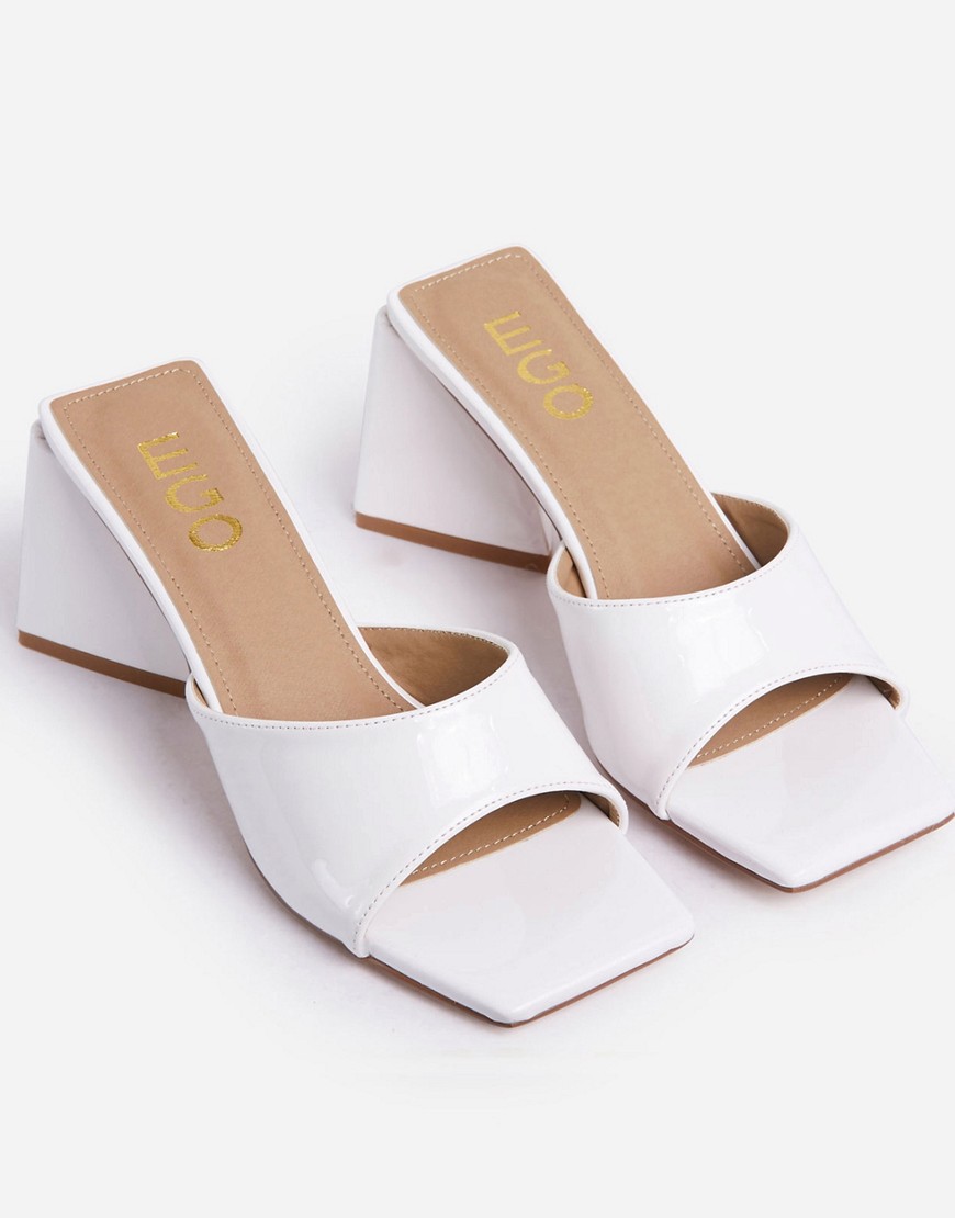 E-gó Ego Realness Mid Flare Heel Sandals In White
