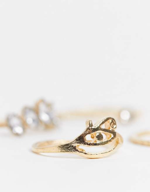 EGO ring statement sovereign stacking multipack in gold tone, 2 of 4