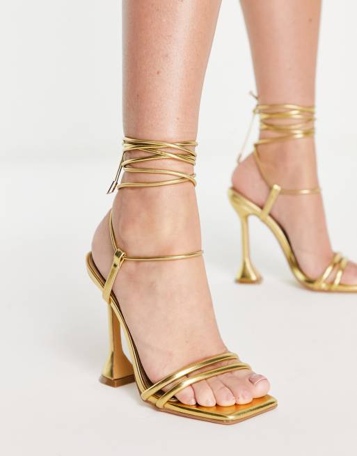 Ego - Ringtop - Sandalen met flare-hak in goud