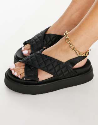 black flatform sandals