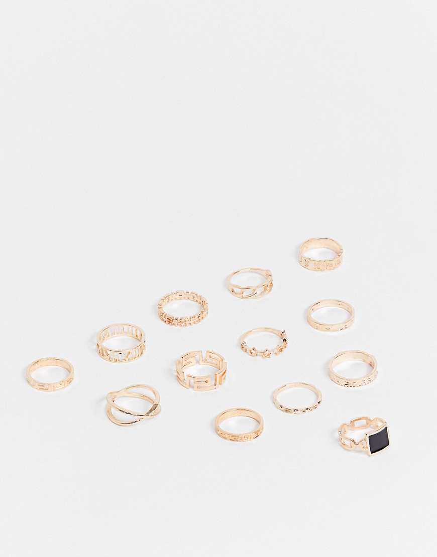 Ego stacking statement ring multipack in gold