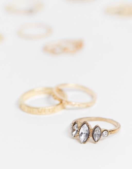 EGO – Stapelringe mit Statement- und Siegeldesign im Multipack in Gold, 4 von 4