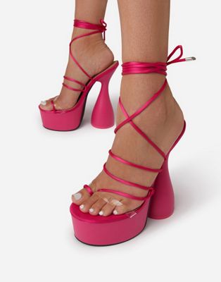 Ego Sweet Tooth platform sandals with statement heel in berry pink