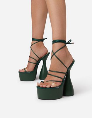 Ego Sweet Tooth platform sandals with statement heel in dark green