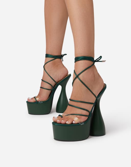 Ego - Sweet Tooth - Sandalen met plateauzool en opvallende hak in donkergroen