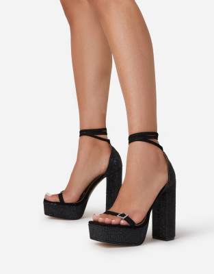 sparkly black platform heels