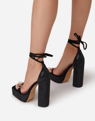 sparkly black platform heels