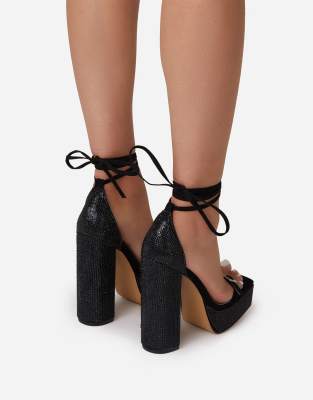 sparkly black platform heels