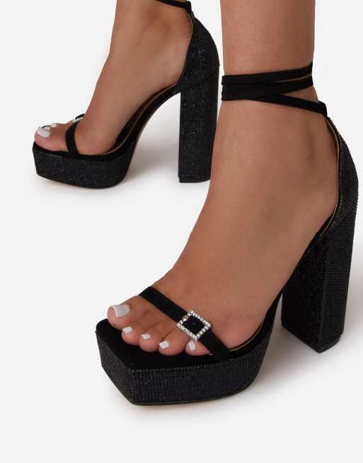 Ego – Tahlia – Sandaletten mit Plateauabsatz in Schwarz funkelnd, 2 von 4