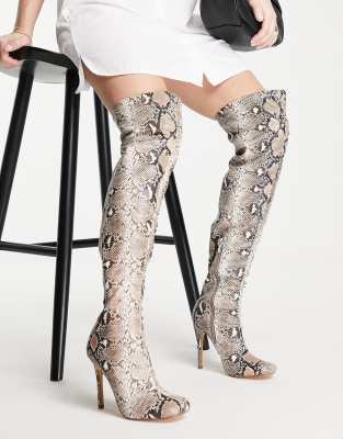 Snake skin clearance thigh high boots