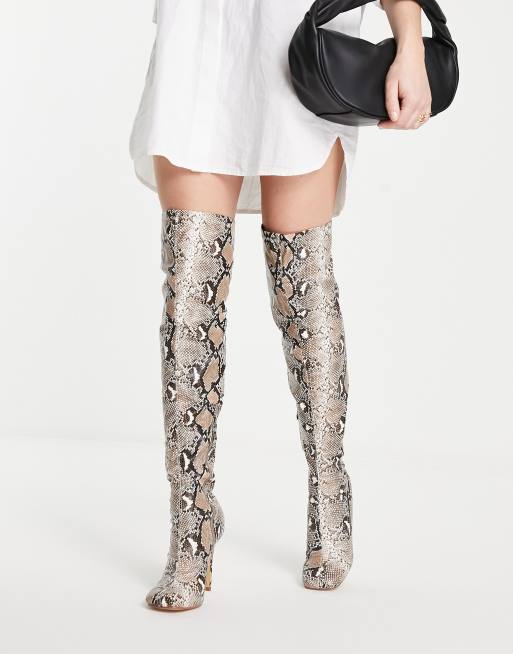 Snake print hot sale thigh boots