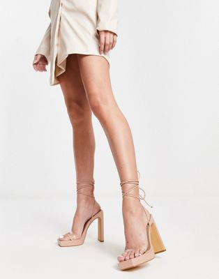 Total Flirt clear strap heel sandals in beige-Neutral
