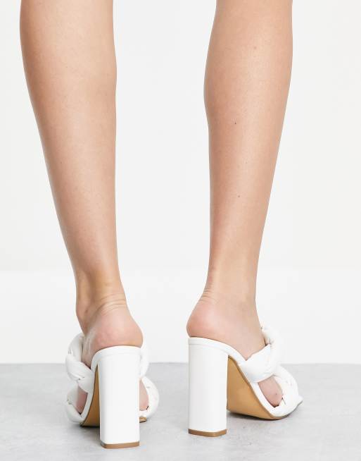 Ego Waverly block heel twist sandals in white