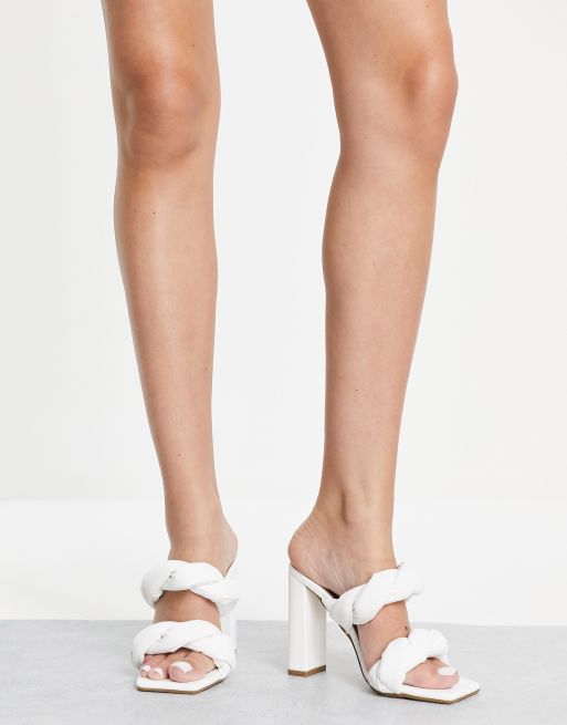 Ego Waverly block heel twist sandals in white, 3 of 4