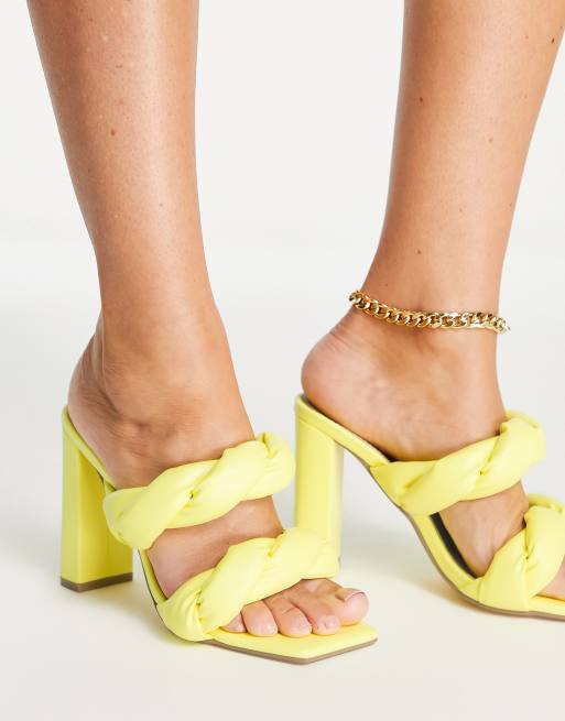 Ego Waverly block heel twist sandals in yellow | ASOS