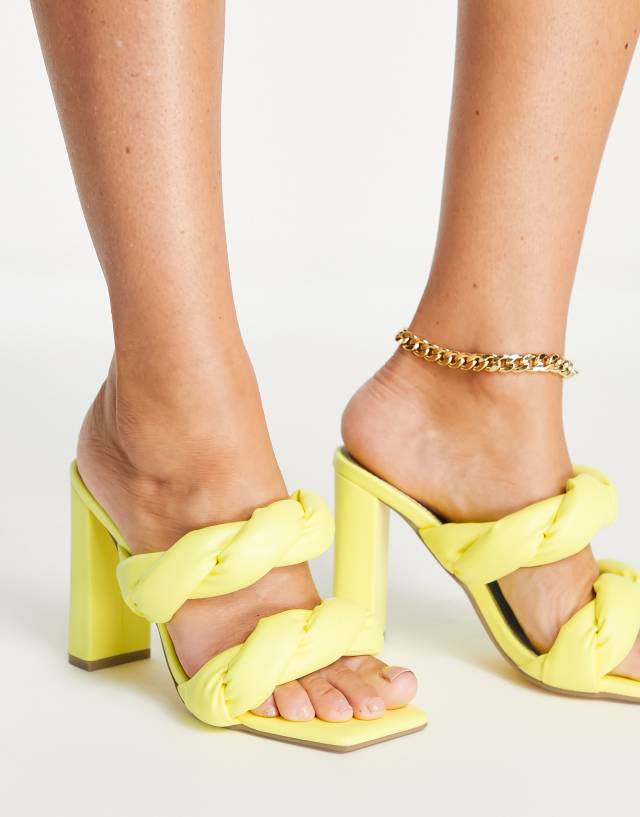 Ego Waverly block heel twist sandals in yellow