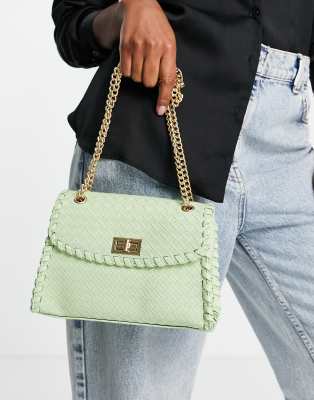 Egó Ego Woven Shoulder Bag With Gold Hardware In Green ModeSens