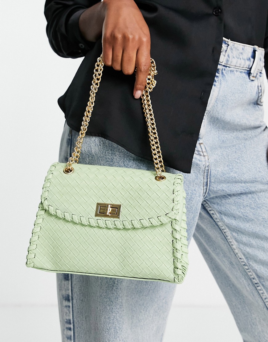 E-gó Ego Woven Shoulder Bag With Gold Hardware In Green | ModeSens