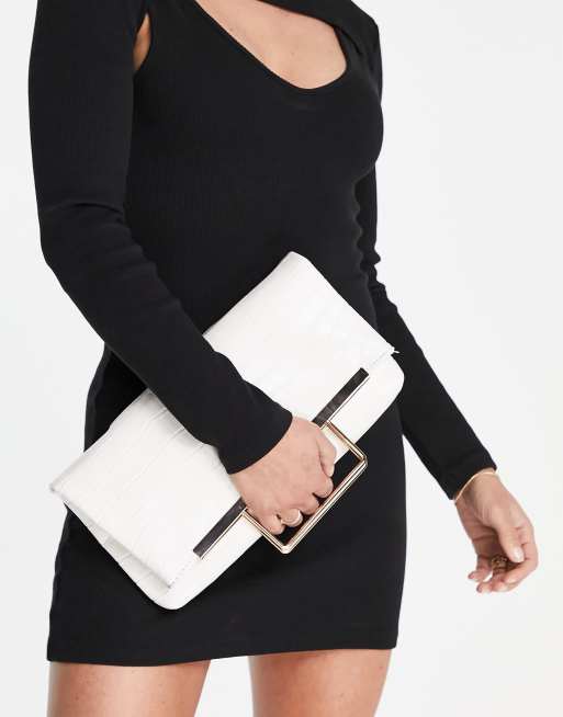 Ego x Jess Hunt hardcase box clutch in cream croc